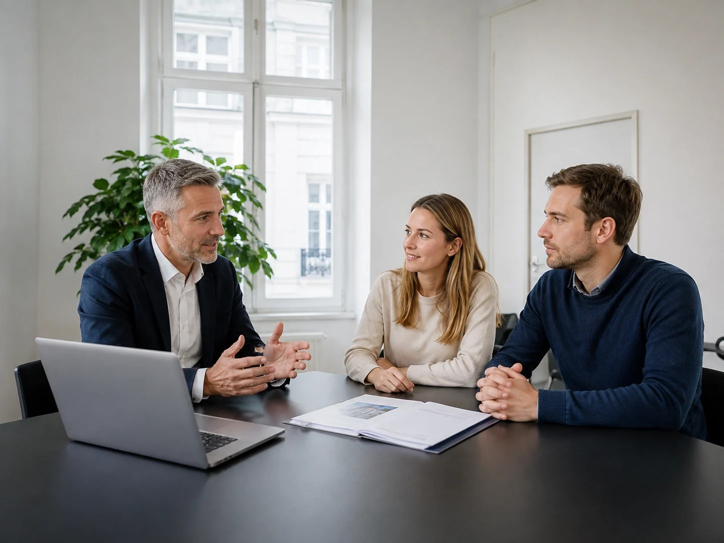 Besprechung über eine Immobilie, einen Bürostandort und eine Unternehmensnachfolge in Wien